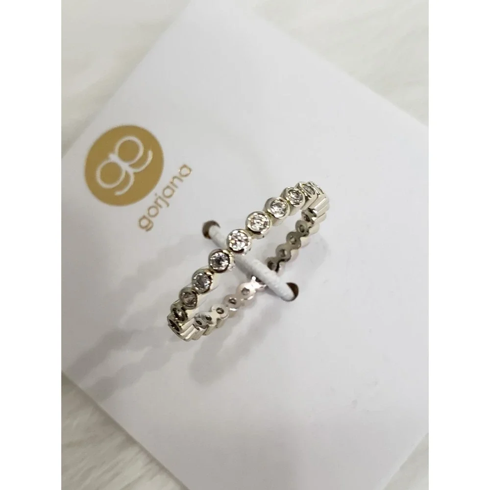 NEW GORJANA CANDICE SHIMMER RING WHITE CUBIC ZIRCONIA SIZE 7 DAINTY STACKING